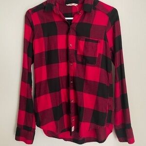 Hollister Red & Black Plaid Shirt